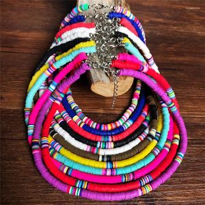 Choker handgjorda Bohemian Rainbow Women Necklace Multi Strand African Style Bead Beach Summer Jewelry