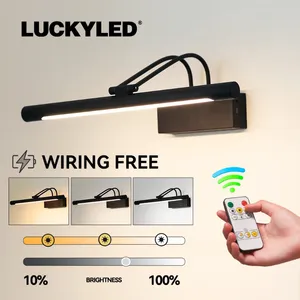 Wall Lamp Lukcyled Rechargeable Wireless LED Remote Control Dimming Painting Bathroom Light 40cm Modern Black