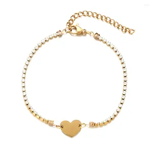 Charm-Armbänder MinaMaMa Edelstahl-Kristallkette Herz-Armband für Damen, modischer Tennis-Schmuck