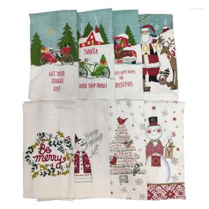 Tea Napkins 1Pc 41x65cm Christmas Snowman Santa Claus Tree Printed Cotton Kitchen Dishcloth Towel Xmas Party Gift