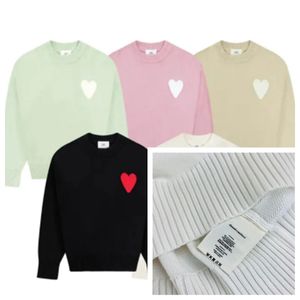 mammy coatwomen Designer Amis Sweater men Women's Korean Fashion A Heart Pattern Round Neck Knitwear sweatshirts Luxury Brand Lover A-line Small Red Heart S-XL