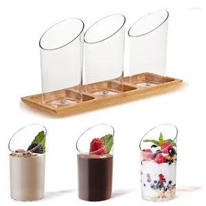 Disposable Cups Straws 20Pcs 70ml Reusable Cylinder Dessert Plastic Mini Yogurt Mousse Cup Kitchen Tableware Accessories Birthday Party