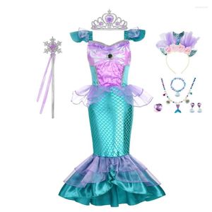 Sukienki dla dziewczynki sukienki dla dziewczyn cosplay mała syrenka Ariel Princess Costume Dzieci Karnawał Ubrania urodzinowe