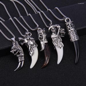 Anhänger Halsketten Mode Tapfere Männer Authentische Wolf Gog Zähne Spike Halskette Frauen Glück Schmuck Klassische Fang Zahn Amulett