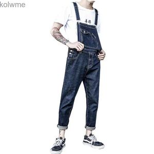 Men's Jeans Mens Denim Overalls Retro Slim Denim Bib Pants Mens Stretch Korean Sling Pants Mens Suspenders Size S-5XL YQ240205