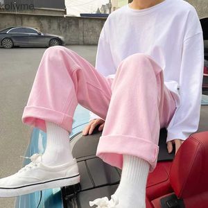 Men's Jeans Fashion Pink/White Mens Thin Denim Jeans Couple Summer New Straight Casual Jean Pants Women Streetwear Ankle-length pants S-2XL YQ240205