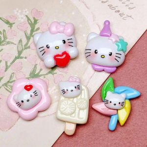 Narzędzia rzemieślnicze 10pcs Śliczna żywica jednorożca Popsicle Windmill Flower Cat Serie