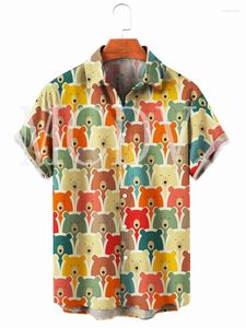 Men's Casual Shirts Bear 3D All Over Printed Hawaiian Shirt Men For Women Breathable Short Sleeve