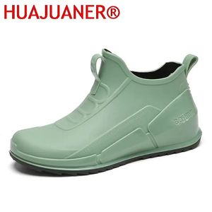 Womens Rain Galoshes PVC أحذية مطاطية معزولة للنساء مقاوم للماء بوبوتات رينوبوت أزياء اللون الصلبة أحذية حديقة غير قابلة للانزلاق 240125