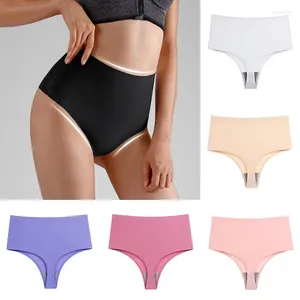 Women's Panties Large Size Sexy Thong Ice Silk Underwear Seamless Comfortable High Waist Abdomen In Slimming Lingerie