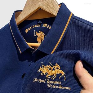 Polos męski Wysokiej jakości bawełniany haftowana koszulka polo 2024 Letnie wysokiej klasy firma Casual Lapel T-shirt z krótkim rękawem