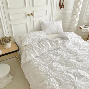 Bettwäsche-Sets, hochwertiges dreidimensionales Twist-Blumen-Set, Queen-Pinch-Plissee-Handwerk, Bettbezug, Doppeldecke