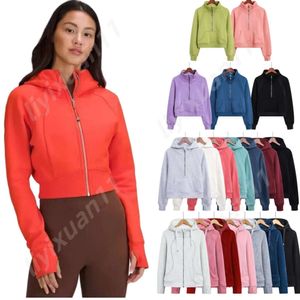 Lulu Brand Designer Yoga Hoodie Scuba Half Zip Hoodie Comple Zip Jacket بالإضافة إلى هوديز الخريف المخملية مع ملابس رياضية كبيرة الحجم ارتداء Lulu Women 2164