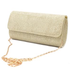 Borsa da donna Borsa da sposa con catena di lusso Borsa a tracolla con busta lucida Borsa da donna in oro argento con pochette e borsa da sera Donna 240129