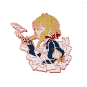 Broches anime violeta evergarden meninas mulheres para roupas lapela pinos mochila esmalte maleta emblemas decorações