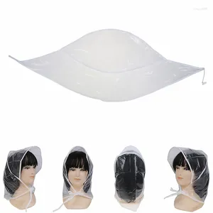 Capas de chuva 1pcs protegem penteado chapéu de chuva chapéu de plástico para mulheres e senhora transparente