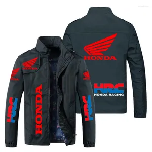 Bluzy męskie 2024 Kurtka motocyklowa mężczyźni Honda czerwone skrzydło HRC Logo drukowane wiatrówki modne modne bombowce płaszcz odzieżowy