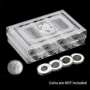 60 Coin Holder Coin Capsule Container 41mm Round Box Transparent Collectibles Coin Medals Storage Organizer Collection Supplies 240130