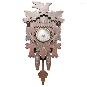 Orologi da parete Orologio decorativo per la casa vintage per uccelli appeso a cucù in legno soggiorno pendolo arte artigianale per la casa (fronte