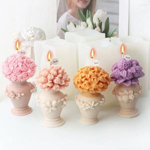 Ferramentas de artesanato Lily Bouquet Vaso Vela Molde de Silicone DIY Simulação Hortênsia Flor Sabão Resina Molde Rosa Decoração de Casamento Presentes do Dia dos Namorados