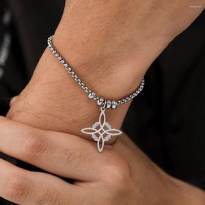 Charme pulseiras teamer bruxa nó pulseira de aço inoxidável para homens mulheres amuleto irlandês celtics caixa corrente jóias presentes atacado