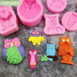 Bakningsformar 3D Animal Cartoon Owl Bird Silicone Fondant Cake Mold Cupcake Jelly Candy Chocolate Soap Decoration Tool