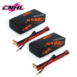 2PCS CNHL 2S Shorty Lipo Battery 7.4V 4900MAH 120C DEANS Tプラグ付きハードケース