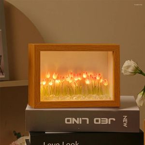 Night Lights Po Frame Tulip DIY Light Warm Romantic Lamp Ornaments Simulation For Living Room Bedroom Office Decor