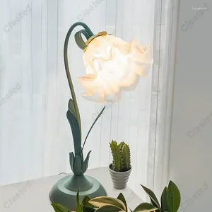 Lampade da tavolo Lampada da scrivania a fiori romantici francesi retrò Atmosfera Senso Luci da comodino Stile crema Paese pastorale per la camera da letto di casa