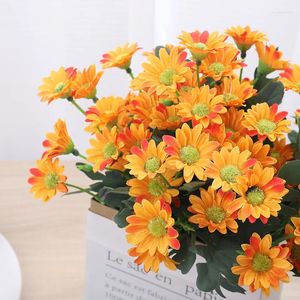 Dekorative Blumen, 30 cm, weißes Gänseblümchen, künstliche Blume, Seidenvase, Zuhause, Party, Hochzeit, Tisch im Freien, DIY-Dekoration, Brautstrauß, gefälschtes Blatt