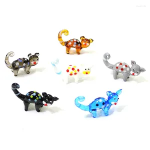 Dekorativa figurer Handgjorda Murano Glass Cat Miniature Japanese Style Home Tablett Kawaii Decoration Söta Pet Animals Ornament för barn