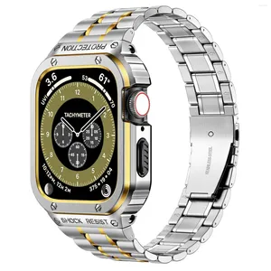 İzle Bantlar Paslanmaz Çelik Kayış Kılıfı Apple Band 44mm 45mm 45 44 mm Metal Çerçeve Kapak Aksesuarları Iwatch Serisi 4 5 SE 6 7 8