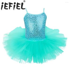 女の子のドレスキッドガールズスパンコールプロのバレエTutu Ballerina Dance Leotard Dress Children Birthday Party Costume Dancewear