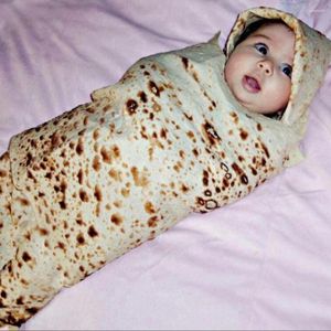 Cobertores 1 conjunto Burrito Cobertor Bebê Farinha Tortilla Swaddle Inverno Flanela Dormir Envoltório Chapéu Folhas