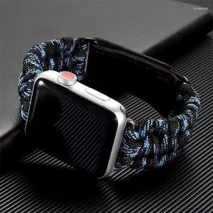 Assista Bandas Esporte Banda Trançada Para Apple 45mm 41mm 44mm 40mm 42mm 38mm Pulseira IWatch 7 6 5 SE 4 3 Fecho de Couro Nylon Corda Strap