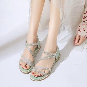 Sandals Summer Women Elegant Heels Slip On Shoes Crystal Sequins Chaussure Femme Casual Girl Wedges Platform Elastic Band