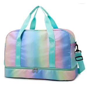 Bags Outdoor Rainbow Gym Bag Fitness Sports Handbags Women Travel Shoulder Dry Wet Color Deffle Tote Weekend Swimming With Shoes Storage