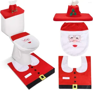 Weihnachtsdekorationen 3 Stück Toilettendeckel Weihnachtsmann Schneemann Elch Elfe für Zuhause Ornamente Jahr Badezimmer