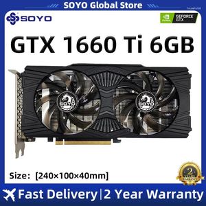 Karty graficzne Soyo GTX 1660 TI Karta graficzna 6 GB GPU GDDR6 192BIT PCIE3.0 Obsługa wideo komputerowa AMD Intel Desktop CPU Place De