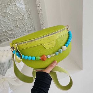 Casual Waist Bags Internet Famous Chest Bag Instagram Women's Summer New Beaded Crossbody Bag Fashionable and Trendy Shoulder Bag Versatile Chain Bag