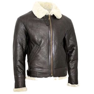 Mens Thickened Fur Integrated Pu Leather Artificial Long Sleeve Coat ZXUY