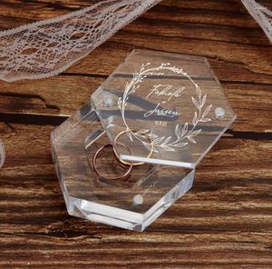 Favor de festa caixa de anel de casamento proposta de noivado acrílico personalizado presente personalizado para seu chá de panela