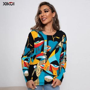 Suéteres femininos xikoi outono inverno pulôver suéter mulheres de alta qualidade solta de malha feminina impressão casual tops