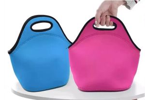 Sacola de neoprene reutilizável almoço sacos isolados bolsa macia com zíper design crianças adulto 0205