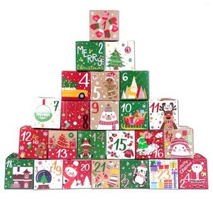 Present Wrap Christmas Advent Calender Boxar Filling Xmas Small Gifts Wrapping Supplies Countdown Home Decor 24pcs