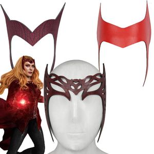 Party Supplies Superhero Scarlet Witch Cosplay pannband Mask Leather Headwear Face Cover Halloween Costumes For Adult Rops