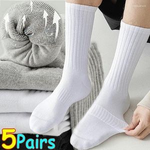 Calzini da donna 1/5 paia di alta qualità nero bianco puro cotone di colore calzino unisex ufficio sport business deodorante antibatterico uomo lungo