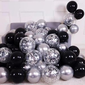 Party Decoration 30pcs Silver Black Confetti Latex Balloons Happy Birthday Decorations Adult Kids Boy Girl Baby Shower Wedding Supplies