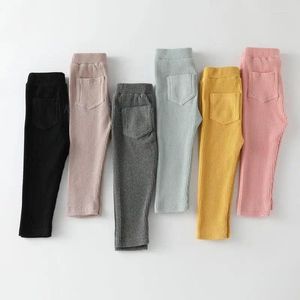 Byxor ribbade leggings solida 6 färgbyxor pojkar flickor bomull barn byxor svettpant casual sportbyxor barn från 2 till 7 år barn