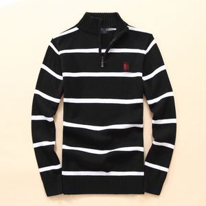 Men's Sweater Autumn/Winter Vintage Cashmere Stripe Half High Collar Polo Sweater Soft and Comfortable Coat Top